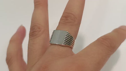Sterling Silver Signet Ring, Square Cushion, Mens Jewelry