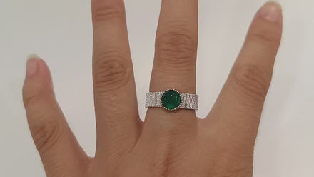 Bague agate verte, argent 925, pierre verte ronde, anneau texturé, bague design moderne, bijou minimaliste, idée cadeau pour elle