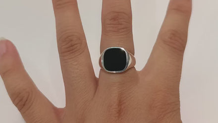Sterling Silver Black Onyx Signet Ring – Modern Hipster Jewelry