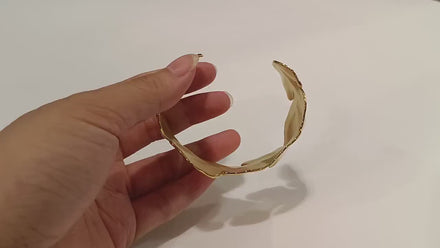 Tropical Leaf Cuff Bracelet • 18K Gold Filled • Nature Inspired Motif Open Wide Bangle • Boho Foliage Jewelry • Unique Woman Botanical Gift