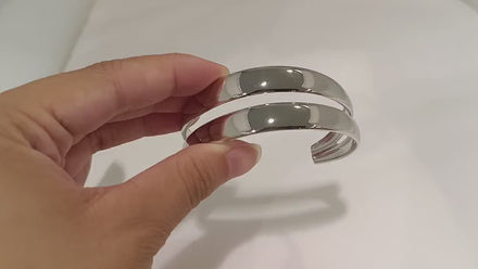 Stainless Steel Double Row Cuff Bracelet • Minimalist Bangle