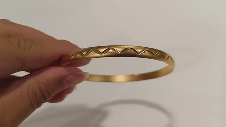 Bangle Bracelet 18K Gold Plated. Closed Round Rigid Cuff Bracelet • Stackable14 Different Models Geometric Textured Stacking Bangles