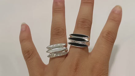 925 Sterling Silver Ring, White Mother-of-Pearl, Modern Shell Jewelry