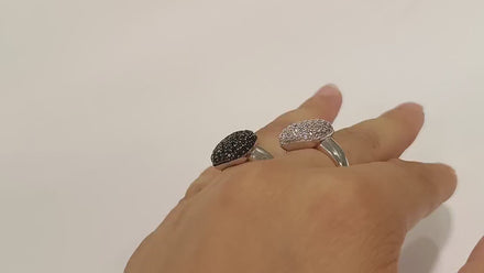 Sparkling Black Diamond Pavé Cushion Ring by KRAMIKE • Sterling Silver • Elegant for Everyday & Special Occasions • Gift for Wife • KR070